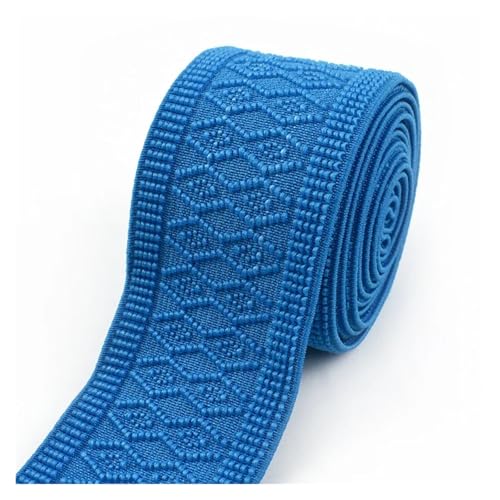 Generisch 2/4 Meter 50 mm Jacquard-Gummibänder, dehnbares Gummiband for Kleidung, Taschenriemen, Gürtel, DIY, Stricken, Nähen, Basteln, Zubehör(Blue,4METERS_50MM) von Generisch