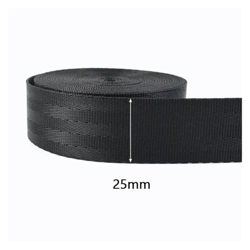 Generisch 2/5/10 Mt/los 20-50mm Schwarz Band Polyester Rucksack Strap Pet Kragen Band Gürtel Gurtband band DIY Tasche Kleidungsstück Trim Nähen Zubehör(Black-25mm,10Meters) von Generisch