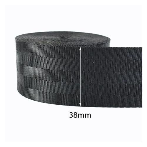 Generisch 2/5/10 Mt/los 20-50mm Schwarz Band Polyester Rucksack Strap Pet Kragen Band Gürtel Gurtband band DIY Tasche Kleidungsstück Trim Nähen Zubehör(Black-38mm,5Meters) von Generisch