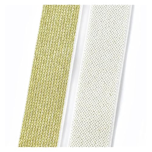 Generisch 2/5/8meterfarbiges Nylon-Elastizitätsband 25-50 mm Gurtbandband for Bundesnähung Kleidungsstücke Handwerksbehörden Accessoires(WhiteGold,2METERS_25MM) von Generisch