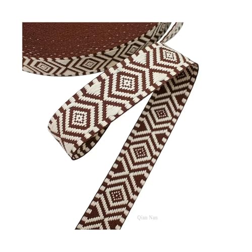 Generisch 2–10 m, 38 mm, Jacquard-Polyester-Baumwollband, Leinen, Taschengurt, Gürtel, dekoratives Schrägband, Nähzubehör(RD707-502Coffee,3Meters) von Generisch