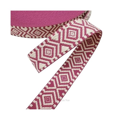 Generisch 2–10 m, 38 mm, Jacquard-Polyester-Baumwollband, Leinen, Taschengurt, Gürtel, dekoratives Schrägband, Nähzubehör(RD707-505RoseRed,10Meters) von Generisch