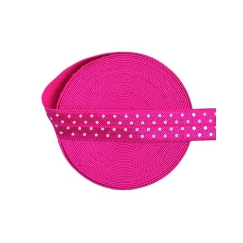 Generisch 2 5 10 Größe 5/8 "15 mm Punktdruck Faltendes elastisches Spandexband-Stirnband mit Kleid-Nähbesatz(Neon Rose,10 YARDS_15MM) von Generisch