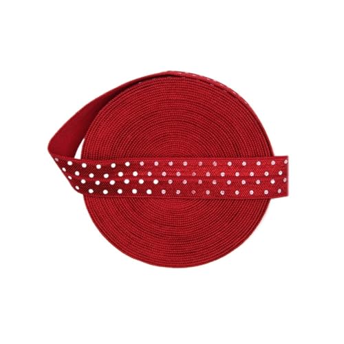 Generisch 2 5 10 Größe 5/8 "15 mm Punktdruck Faltendes elastisches Spandexband-Stirnband mit Kleid-Nähbesatz(Red,2 YARDS_15MM) von Generisch