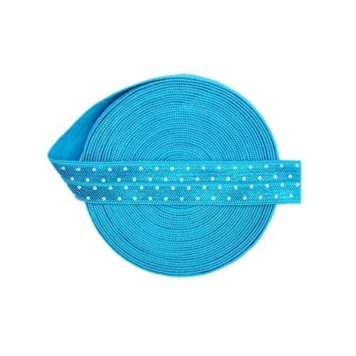 Generisch 2 5 10 Größe 5/8 "15 mm Punktdruck Faltendes elastisches Spandexband-Stirnband mit Kleid-Nähbesatz(Turquoise,10 YARDS_15MM) von Generisch