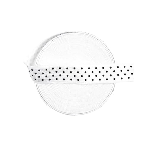 Generisch 2 5 10 Größe 5/8 "15 mm Punktdruck Faltendes elastisches Spandexband-Stirnband mit Kleid-Nähbesatz(White,10 YARDS_15MM) von Generisch