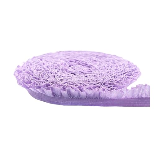 Generisch 2 5 10 Größe 5/8 "15 mm glänzende Rüschenkanten, Spitzenbesatz, elastisches Spandexband, Stirnband, Kleid, Nähhandwerk(Light Orchid,2 Yards) von Generisch