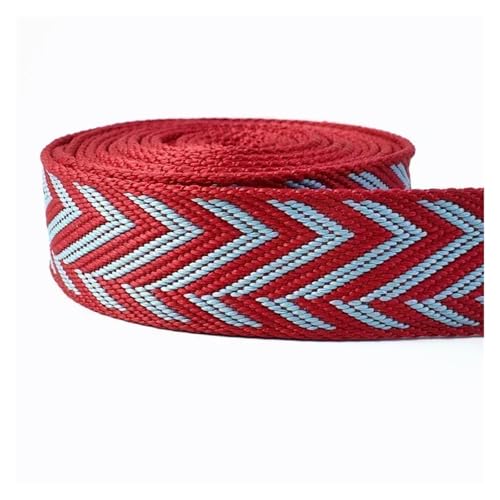 Generisch 2–8 Meter Jacquard-Gurtband for Taschengurt, ethnisches Band, Bänder, Polyester, Gepäckband, Schrägband, DIY, Nähen, Bastelzubehör(RD197-RedBlue,4Meters) von Generisch