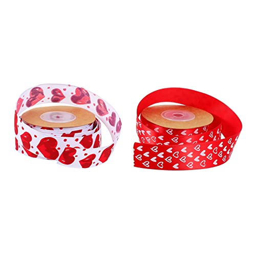 Generisch 2 Rollen Herz-Blumenstrauß-Band seidenband ribbon dekoringe valentine's day Geschenkpapier Bänder geschenkband Dichtungsband exquisites Wickelband Geschenkverpackungsband Polyester von Generisch