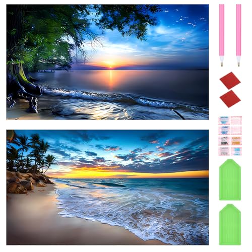 Generisch 2 Stück Diamond Painting Landschaft Erwachsene 5D Diamond Painting Set Groß XXL DIY Diamond Painting Bilder Geeignet für Wanddekoration zu Hause 70x40cm von Generisch