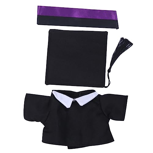 Generisch 2-Teiliges Set Puppenkleidung Puppen Kleidung für Puppe Plüsch-Abschlussoutfit Kostüm Puppen kinderpuppe Puppenhut Kleid für Puppe Puppenzubehör Black von Generisch