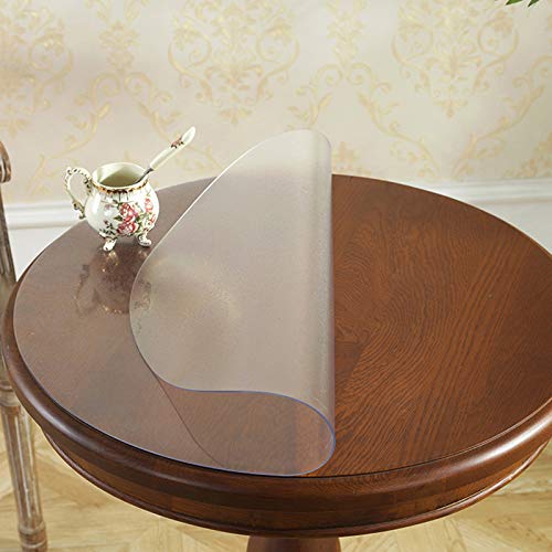 Generisch 2 mm Dicke runde Tischdecke, Holzmöbelabdeckung, PVC -Tischpolster, einfache saubere Tischabdeckung, 12 Größen verschüttete Protektor Frosted Plastic Table Protector von Generisch