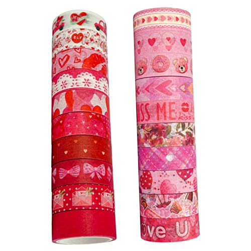 Generisch 20 Rollen Valentinstag Klebeband Aufkleber Spanplatten Sammelalbum Zubehör Rosa Klebeband Disco Klebeband Handbuch Dekore Lila Sammelalbum Zubehör Abdeckband von Generisch