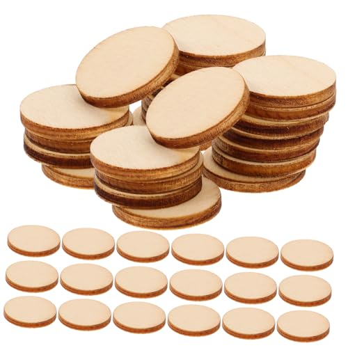 Generisch 200 Stück DIY handgemachte Holzstücke leere Ornamente Lesezeichen Quasten Zu Bretter DIY Holzstücke Unvollendete Holzstücke holzhandwerk selber machen Holzscheiben Khaki von Generisch