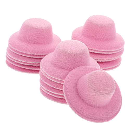 Generisch 20St Mini-Hut Mini-Puppenmütze Puppenkleid Mütze Miniatur-Puppenhut Cowgirl-Hut-Miniatur für kinderspielzeug Kid Toys Kleiner Stoffhut Puppe kleine Stoffmütze Rosa von Generisch