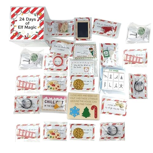 Generisch 24 Days of Elves Magics Kit – Adventskalender 2024 Elfen-Kit, Weihnachts-Elfen-Magie-Kit, lustige Elfen-Aktivitäten-Requisiten-Kit, Sammler-Elfen-Magie-Parties-Requisiten für Kinder von Generisch