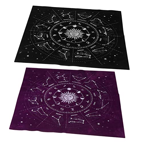 Generisch 2st Logische Stoff Tischdecke Mit Sternbildmuster Weissagungs-Velours-tischdecke Astrologie Tischdecke Weissagung Tischdecke Weissagungskarten Tischdecke Black Flanell von Generisch