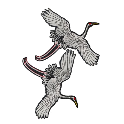 Generisch 2st Stickaufkleber Roter Kranichfleck Aufnäher in Vogelform Applikationskits Im Krandesign Reparatur Von Kleidungsstücken Cartoon-tier Chinoiserie-dekor Vogel-nähflicken Stickgarn von Generisch