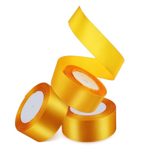 Generisch 3 Rollen verpackung Band weihnachtsgeschenke band Geschenkband Jubiläum Glücklich weißes Band Gold packing tape paketband dekoratives Band breites Band Polyester Yellow von Generisch