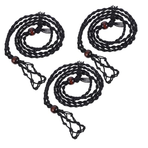 Generisch 3 Stücke DIY Handgewebte Halskette Schnur Einstellbare Leere Stein Halter Mesh Kristall Käfig Anhänger Halter Schmuck Machen Zubehör von Generisch