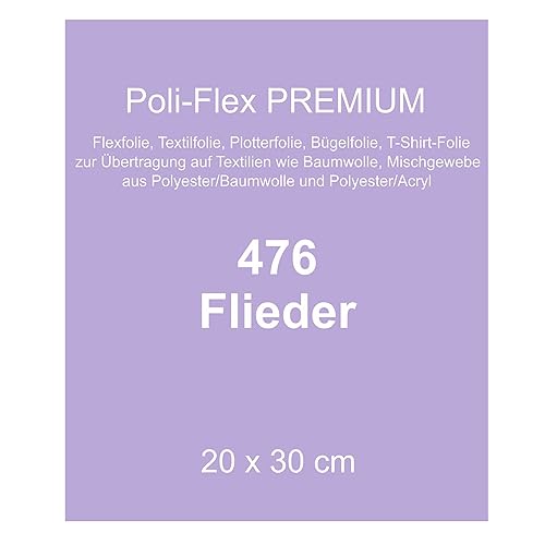 Generisch [30,00 €/m²] Bügelfolie Textilfolie Flexfolie Poli-Flex Premium flieder 30x20cm Textilveredelung T-Shirt aufbügeln Bügelbild Plotterfolie bügeln von Generisch