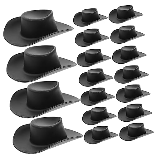 Generisch 30St Mini-Cowboyhut Hüte Masse Kuhmädchenhüte Hut Frauen Miniaturhüte basteln Mini-Zylinder kinderspielzeuge Puppenhut austauschbare Mini-Hüte dekorative kleine Hüte Plastik Black von Generisch