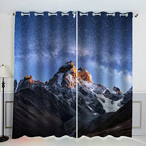 Generisch 3D Universum Sternenhimmel Verdunklungsvorhänge mit Ösen 234 x 137 cm Polyester Flächenvorhänge Nachtvorhänge Blickdicht 2er Set Schallschutzvorhang für Kinderzimmer Wohnzimmer Schlafzimmer von Generisch