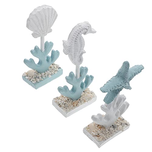 Generisch 3St mediterrane Ornamente Wal- nautische statuen Muscheln Aquariumlicht schreibtischdeko Schreibtisch Dekoration Muschelornament im mediterranen Stil Wohndekoration Kunstharz von Generisch