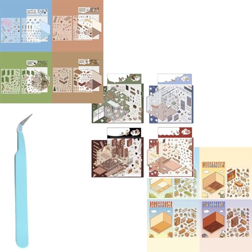 Generisch 4 Sets DIY 3D House Stickers,Fun DIY Stickers Scene Make Your Own Supermarket,Coffee Shop,DIY 3D Sticker Scene for Adult Kids Relief Stress Pass The Time (A+B+C) von Generisch