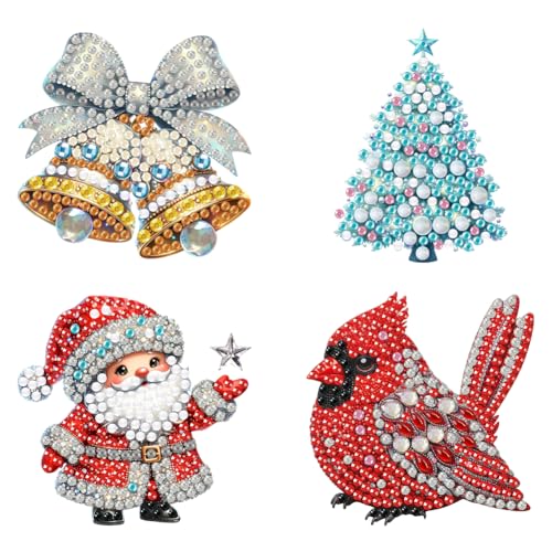 Generisch 4 Stück Diamond Painting Pins Niedliche Broschen Sets Abzeichen Anstecknadeln Set für Pullover Schals Bandanas Rucksack Hut DIY Handwerk Dekoration für Weihnachten Frauen und Mädchen-#4 von Generisch