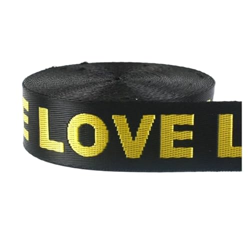 Generisch 5/10 Yards LOVE-Buchstaben-Gurtband, 25/38 mm, Nylon-Jacquard-Bänder for Handtaschen, Gürtel, Taschen, Riemen, Schrägband, Nähzubehör(Yellow-25mm,10Yards) von Generisch