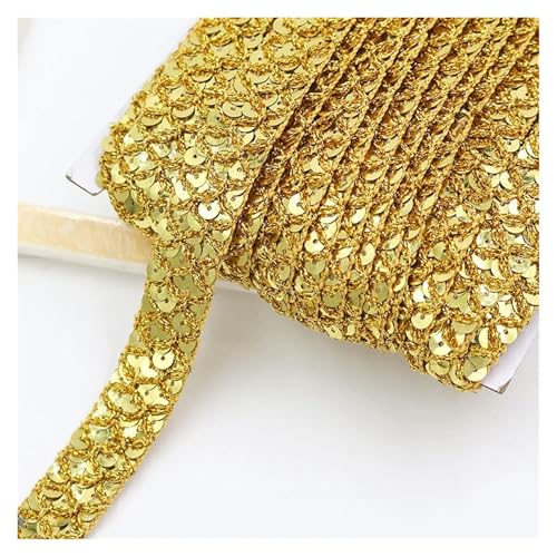 Generisch 5/10M 20mm Pailletten Spitze Trim Geflochtene Band Dekoration Bänder Cosplay Bühne Kostüme DIY Hut Gepäck Nähen zubehör(Golden,10Meters) von Generisch