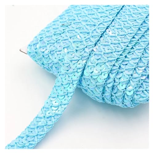 Generisch 5/10M 20mm Pailletten Spitze Trim Geflochtene Band Dekoration Bänder Cosplay Bühne Kostüme DIY Hut Gepäck Nähen zubehör(LightBlue,10Meters) von Generisch