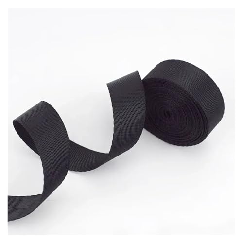 Generisch 5 Meter Polyester-Nylon-Gurtband, 0,7 mm dickes Band, Rucksackgurt, Bänder, Gürtel, Schrägband, DIY-Kleidung, Nähzubehör(Black,20mm) von Generisch