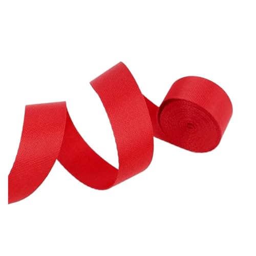 Generisch 5 Meter Polyester-Nylon-Gurtband, 0,7 mm dickes Band, Rucksackgurt, Bänder, Gürtel, Schrägband, DIY-Kleidung, Nähzubehör(Red,25mm) von Generisch