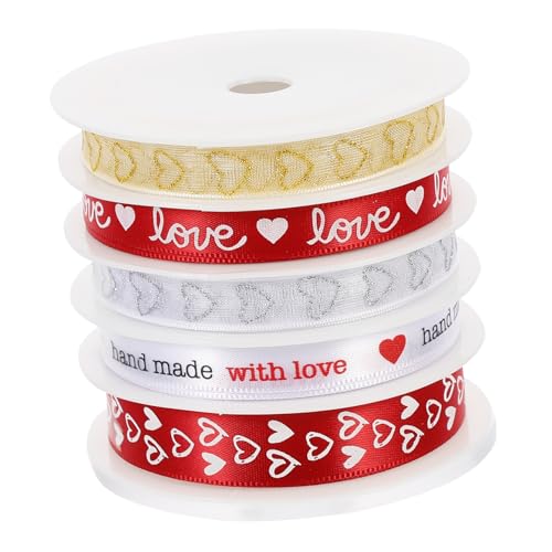 Generisch 5 Rollen Herz-Band-Set grünes Band Band-Organizer Spitzenband nähen Wickelband Dekorationen ribbon bandfeile wedding decoration verkleidung Geschenkbänder Verpackungsband Polyester von Generisch