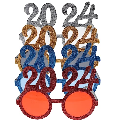 Generisch 5 Sätze 2024 Brille Partybrille Mit Schneeflocken Sonnenbrille Masse Trendy Silvester Party Zubehör Silvesterbrillen Partyzubehör Performance-requisiten Pc-rahmen 4 Stück * 5 von Generisch