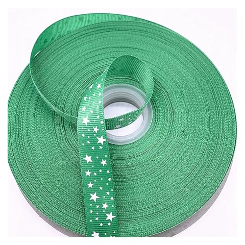 Generisch 5 Yards 15 mm - 38 mm Grosgrain-Satinbänder, bedruckter Stern for Hochzeit, Weihnachten, Party, Dekorationen, DIY, Schleife, Bastelbänder, Zubehör(09,15mm(5 yards)) von Generisch