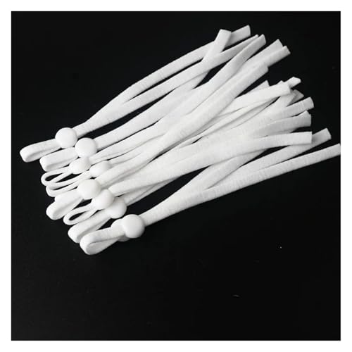 Generisch 50 Stück Masken-Gummiband, Farbe, elastisch, verstellbar, Silikon-Schnalle, weiches Gummi, rutschfestes Nähzubehör, Material 11–12 cm(White,100pcs) von Generisch