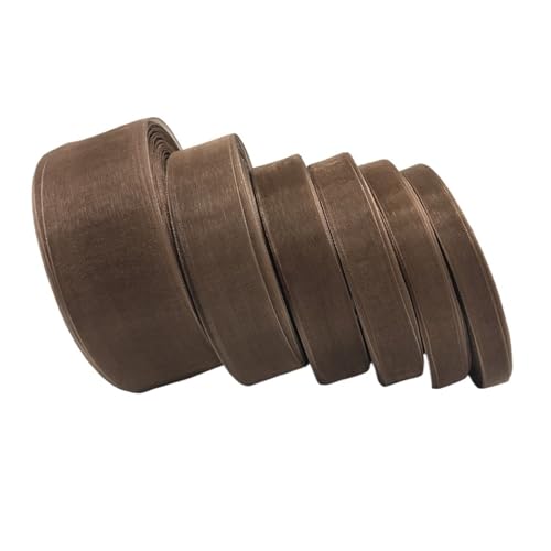 Generisch 50 Yards/Rolle 10 mm 15 mm 20 mm 25 mm 38 mm 50 mm Organzaband for Geschenkverpackung, Schleife, Hochzeitsdekoration, DIY, Weihnachtsbänder(Brown,10mm) von Generisch