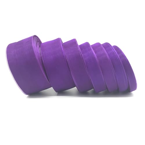 Generisch 50 Yards/Rolle 10 mm 15 mm 20 mm 25 mm 38 mm 50 mm Organzaband for Geschenkverpackung, Schleife, Hochzeitsdekoration, DIY, Weihnachtsbänder(Purple,15mm) von Generisch