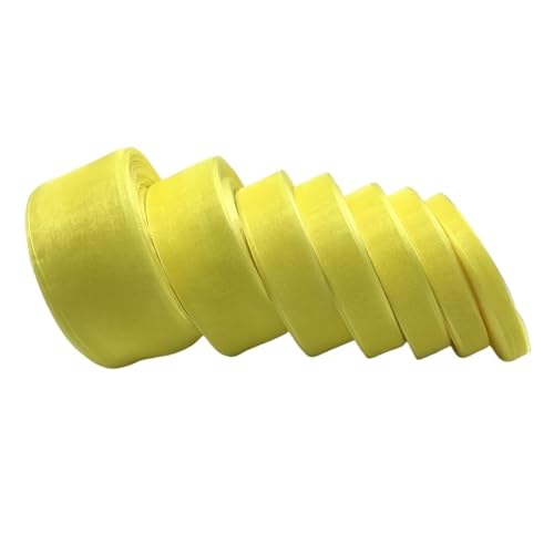 Generisch 50 Yards/Rolle 10 mm 15 mm 20 mm 25 mm 38 mm 50 mm Organzaband for Geschenkverpackung, Schleife, Hochzeitsdekoration, DIY, Weihnachtsbänder(Yellow,10mm) von Generisch