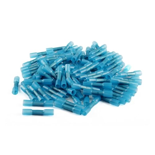 Generisch 50-teiliges wasserdichtes Schrumpfdraht-Steckverbinder-Set, Kfz-Elektro-Steckverbinder-Klemmen-Set, Stoßverbinder, 22–10 AWG(50pcs blue) von Generisch