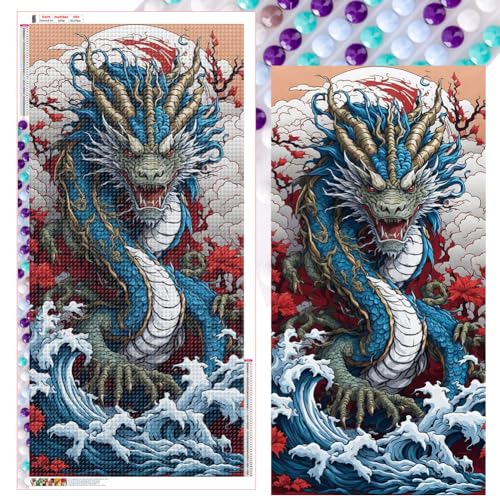 Generisch 5D Diamond Painting Drache Großes XXL 55x110cm Diamant Painting Bilder Diamond Art Erwachsene Full DIY Diamant Kunst Malerei Stickerei Set Kreuzstich Bilder Home Wand Dekor von Generisch