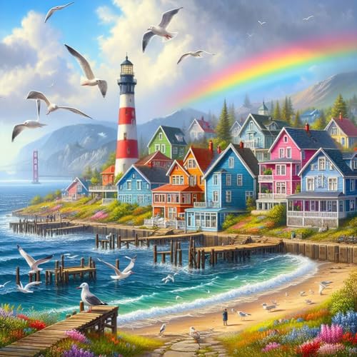 Generisch 5D Diamond Painting Set Landschaft Diamant Painting Vollrunden Strass Stickerei Painting Diamant Malerei Kit für Erwachsene Home Büro Wall Dekoration Geschsenk- 50x50cm-Meer von Generisch