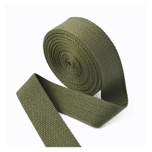 Generisch 8 Meter 20–50 mm breit, 1,5 mm dick, Baumwoll-Gurtband, Canvas-Bänder, Rucksack-Umreifung, Nähen, Tasche, Kleidung, Gürtel, Zubehör(ArmyGreen,25mm) von Generisch