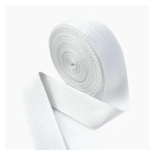 Generisch 8 Meter 20–50 mm breit, 1,5 mm dick, Baumwoll-Gurtband, Canvas-Bänder, Rucksack-Umreifung, Nähen, Tasche, Kleidung, Gürtel, Zubehör(White,32mm) von Generisch