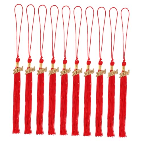 Generisch 8St Graduierungskappe Quasten individuelle Mütze Bausatz Kappe Graduierung Aufkleber abschluss deko graduation deko Abschluss Quasten Accessoires für Abschlussfeiern Polyester rot von Generisch