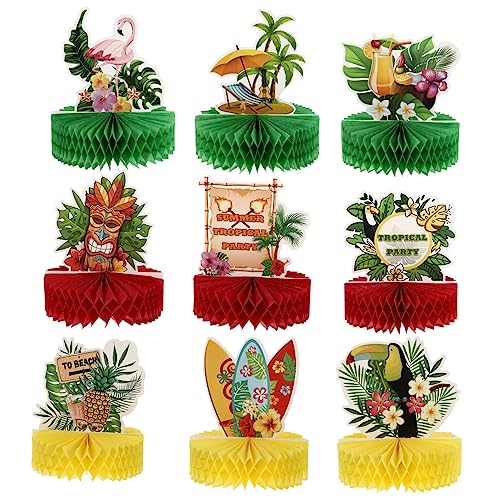 Generisch 9 STK Flamingo Wabenpendel Zeichen der Luau-Party Dekorationen Mittelstücke Partygeschirr Hawaii Party Dekoration Hawaii tischdeko Partywaben schmücken Party-Desktop- Papier von Generisch