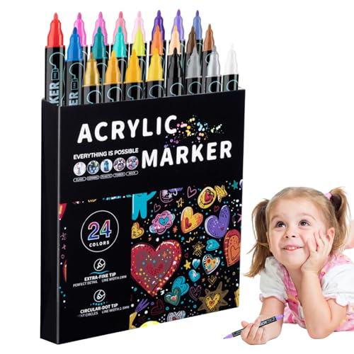 Generisch Acryl-Farbstifte, Doppelseitige Marker Für Kinder Und Erwachsene, Acryl-Farbmarker, Aquarellstifte Und Farbmarker Für Holz, Leinwand, Felsmalerei, Steinoberflächen, Handgefertigte Bastelarbe von Generisch